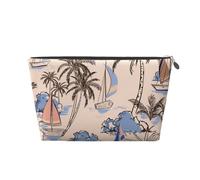 Retro Hermosos Barcos Palmeras, Bolsa de artículos de tocador Bolsa de Maquillaje Bolsa de cosméticos Bolsa de artículos de tocador de Viaje portátil