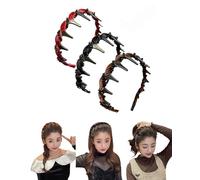 Retro High Skull Pearl Headband, High Cranium Hair Bands with Teeth, Velvet Head Accessory with Artificial Pearl or Crystal (Crystal style)