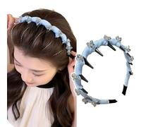 Retro High Skull Pearl Headband, Reversible Retro Fashion Tooth High Skull Headband, Non Slip Headbands for Women Trendy (#2-1 PC)