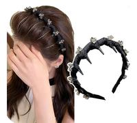 Retro High Skull Pearl Headband, Reversible Retro Fashion Tooth High Skull Headband, Non Slip Headbands for Women Trendy (#3-1 PC)