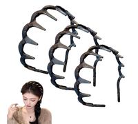Retro High Skull Pearl Headband, U Shape Fashion Tooth Hair Comb Headband, Wave Hair Band (C*Black)