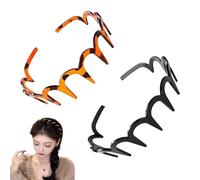 Retro High Skull Pearl Headband, U Shape Fashion Tooth Hair Comb Headband, Wave Hair Band (D*Amber+Black)