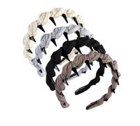 Retro High Skull Pearl Headband, Vintage High Cranium Artificial Pearl Hairband, Elegant Anti-Slip Reversible Head Band with Teeth, Bridal Hair Hoop Rhinestones for Wedding/Party/Daily Wear (4pcs D)