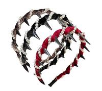 Retro High Skull Pearl Headband with Teeth, Non-Slip Elegant Faux Pearl Hairband for Wedding & Party (A)