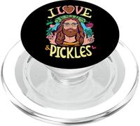 Retro Hippie Groovy I Love Pickles & Jesus Pickle Vegetariano PopSockets PopGrip para MagSafe