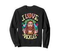 Retro Hippie Groovy I Love Pickles & Jesus Pickle Vegetariano Sudadera