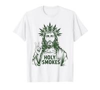 Retro Holy Smokes Jesus Marihuana Weed Cannabis Stoner 420 Camiseta