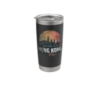 Retro Hong Kong Paisaje Vintage Souvenir Vaso térmico de acero inoxidable de doble pared
