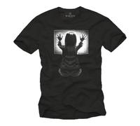 Retro Horror Movie Men T-Shirt with Poltergeist - Short Sleeve Vintage Film tee Black S