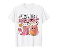 Retro Howdy Partners Cowgirl Cowboy Profesor De Vuelta A La Escuela Camiseta