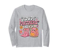 Retro Howdy Partners Cowgirl Cowboy Profesor De Vuelta A La Escuela Manga Larga
