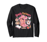 Retro Howdy Partners Cowgirl Cowboy Profesor De Vuelta A La Escuela Manga Larga