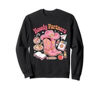 Retro Howdy Partners Cowgirl Cowboy Profesor De Vuelta A La Escuela Sudadera