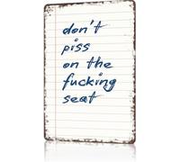 Retro Humor Metal Sign Don't Piss on the Seat Bath Toilet 8 X 12 in | Vintage look humor sign heavy duty metal easy install for man cave bar