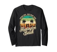 Retro Huntington Beach Surf City CA Longboard Atardecer Manga Larga
