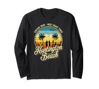 Retro Huntington Beach Surf City CA Longboard Atardecer Manga Larga