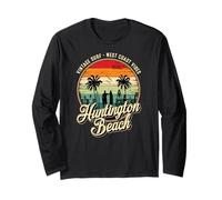 Retro Huntington Beach Surf City CA Longboard Atardecer Manga Larga