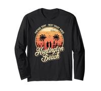 Retro Huntington Beach Surf City CA Longboard Atardecer Manga Larga
