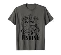 Retro I Can't Adult Today I'm Busy Fishing Sarcástico Pescador Camiseta