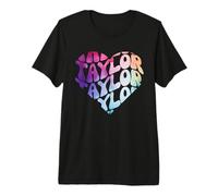 Retro I Love Heart Taylor Groovy - Nombre Personalizado Camiseta Premium