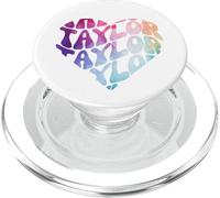 Retro I Love Heart Taylor Groovy - Nombre Personalizado PopSockets PopGrip para MagSafe