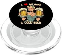 Retro I Love Hot Moms y Cold Beer PopSockets PopGrip para MagSafe