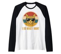 Retro Ich Mache Was ich Want, Cat Funny Cat Lover Camiseta Manga Raglan