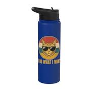 Retro Ich Mache was ich Want, cat Funny cat Lover Stainless Steel Insulated Water Bottle