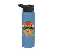 Retro Ich Mache was ich Want, cat Funny cat Lover Stainless Steel Insulated Water Bottle