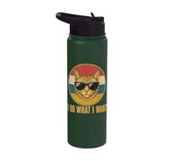 Retro Ich Mache was ich Want, cat Funny cat Lover Stainless Steel Insulated Water Bottle