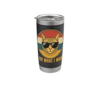 Retro Ich Mache was ich Want, cat Funny cat Lover Vaso térmico de acero inoxidable de doble pared