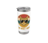Retro Ich Mache was ich Want, cat Funny cat Lover Vaso térmico de acero inoxidable de doble pared