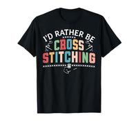 Retro I'D Rather Be - Punto de Cruz para Costura Camiseta