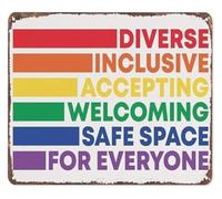 Retro Inclusive Wall Decor Tin Sign 8 X 12 in | Easy with nails tape rope four corner round holes metal sign