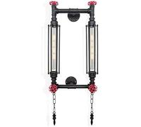 Retro Industrial Water Pipe Lamps Metal Iron Personalized Cage Sconces E27 Single and Double Head Wall Mounted Light for Dining Bedroom Hotel Living Room Farmhouse(Black,13.4i