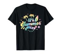 Retro "It's Summer Time" Tabla de surf de palmera Tie Dye Beach Camiseta