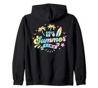 Retro "It's Summer Time" Tabla de surf de palmera Tie Dye Beach Sudadera con Capucha