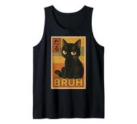 Retro Japanese Anime Manga Funny Cat Bruh Camiseta sin Mangas