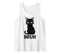 Retro Japanese Anime Manga Funny Cat Bruh Camiseta sin Mangas