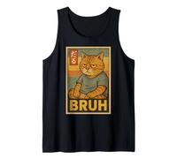 Retro Japanese Anime Manga Funny Cat Bruh Camiseta sin Mangas