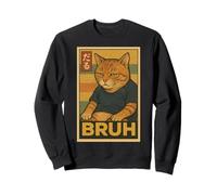 Retro Japanese Anime Manga Funny Cat Bruh Sudadera