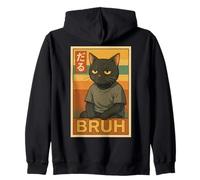 Retro Japanese Anime Manga Funny Cat Bruh Sudadera con Capucha