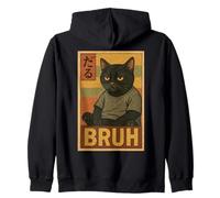 Retro Japanese Anime Manga Funny Cat Bruh Sudadera con Capucha