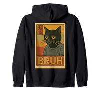 Retro Japanese Anime Manga Funny Cat Bruh Sudadera con Capucha