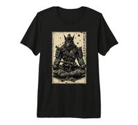 Retro Japonés Anime Samurai Katana Zen Cherry Blossom Arte Camiseta Premium