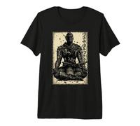 Retro Japonés Anime Samurai Meditando Katana Zen Camiseta Premium