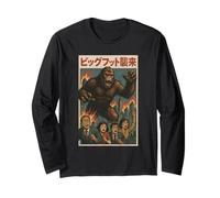 Retro Japonés Bigfoot Attack Gráfico Urbano Monster Vintage Manga Larga