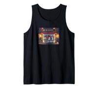 Retro Japonés Cat Café Lofi Arte Estético Camiseta sin Mangas