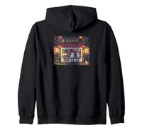 Retro Japonés Cat Café Lofi Arte Estético Sudadera con Capucha