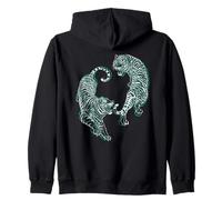 Retro japonés Glitch Art Tiger Sumi-e Fighter Graphic Sudadera con Capucha